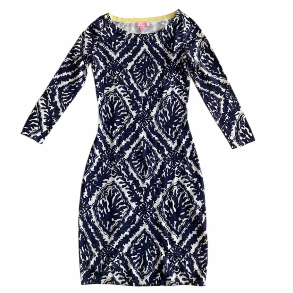 Lilly Pulitzer Navy and White Patterned Dress